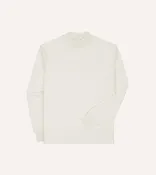 Antique White Cotton Long-Sleeve Mock Neck Hiking T-Shirt
