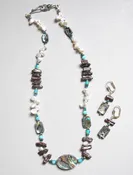 Abalone and Keshi Pearl Necklace with Earrings
