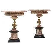 A Pair of Grand Tour Neoclassical Tazze Marble and Patinated Bronze — Bradbury Art & Antiques