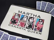 Canasta Queen or King, Linen Zipper Pouch: Custom Playing Card Night Bag