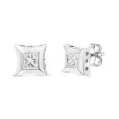 10k White Gold 1/3 Cttw Invisible Set Style Princess-cut Diamond Stud Earrings (h-i Color, Si2-i1 Clarity)