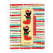 Stocking Cats Bookmark Holiday Card