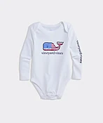 Baby Long-Sleeve Flag Whale Bodysuit