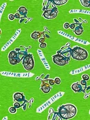 Bright Lime/Teal Blue/White Cotton/Lycra Bicycle Print Jersey Knit 59W