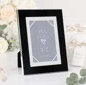 5x7 Black Photo Frame with White Mat and Silver Edge Accent