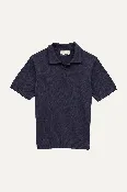 Cotton Knit Polo Shirt in Navy