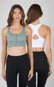 2 PK Ribbed Seamless Zip Front Bra