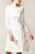 Bateau Neckline Layered A Line Dress with Tie Sleeve Detail