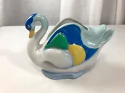 Made in Occupied Japan Swan Vintage Planter Figure Ceramic Bright Colored 3 3/4"