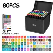 24–168 Colors Double Tip Permanent Art Marker Pens