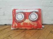 Cassette Tape Throw Pillow — Drumming Beetle