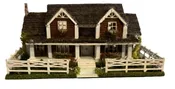 1:144 Scale Dollhouse KIT Tiny Ranch House 6 Room Home Includes Greenery