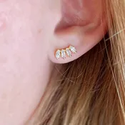 18k Gold Filled Curved Cubic Zirconia Stud Earrings