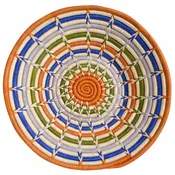 African Fair Trade Four Elements Handwoven Basket, Multicolor