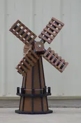 30" Octagon, Decorative, Spinning Poly Dutch Windmill (Antique Mahogany/Black)