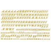 Alphabet & Numbers Script Letters Gold Metallic Fused Glass Decal 3/8