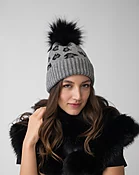 Animal Print Faux Fur Pom-Pom Hat