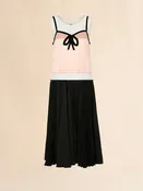 Robe en satin rose et noir avec nœud