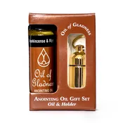 Oil of Gladness Anointing Oil<br> Gift Set with 1/4oz Oil, Goldtone Oil Holder