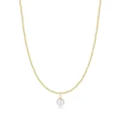 15" Choker Beaded - Classic Gold 2mm - Classic Pearl 8mm Charm