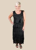 ALEENA SILK MAXI RUFFLE DRESS