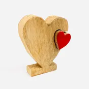 Red Enamel Wooden Heart Décor, Small