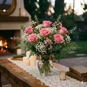 1/2 Dozen Pink Rose Vase