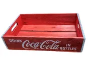 ***Solid Wood Soda Crate, Coca-Cola, Red With White Letters