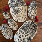 5" Handmade Floral Shaped 22K Ceramic Catchall Jewelry Dish