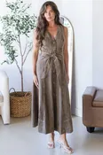 Birdie Western Embroidered Button Down Midi Dress