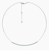 14K White Gold Diamond Pave Curved Bar Necklace