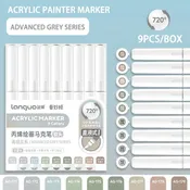 Languo 9pcs Soft Brush Acrylic Marker Pen Set