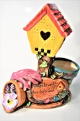 Handmade Birdhouse Planter. Hand Painted Planter. Artistic Birdhouse Planter. Olga's Treasures Shop. — Olgas Treasures