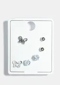 3-Pair Butterfly Stud Earrings