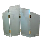 1970s Art Deco Style Glass Divider Sandblasted Glass With Brass Hardware