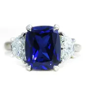 Alexandra 4ct Lab Grown Sapphire & Half-Moon Lab Grown Diamond Engagement Ring