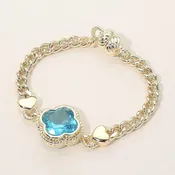 14K Gold Plated CZ Quatrefoil Stone Pointed Magnetic Bracelet