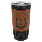 20 oz. Laserable Leatherette Black Tumbler with Clear Lid