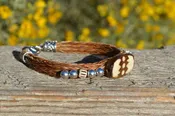 100% Braided Horsehair Bone Bead Bracelet - 3 Strand with Clasp - Various Colors