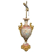 A Fine Quality Ormolu-Mounted Sèvres-Style Pink-Ground Porcelain Vase Mounted as Lamp