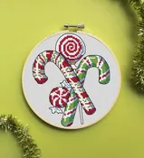 Spot Colors – Candy Canes by Mary Engelbreit Counted Cross Stitch DIY Kit | Holiday Stitching Project