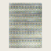 Beige Traditional Ikat Wool Rug - 9'1" x 12'2"