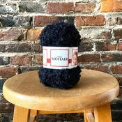 Mohair Bouclé Doll Hair Yarn in Black - De Witte Engel