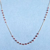 14K GOLD Necklace with 49 Ruby beads - 18"