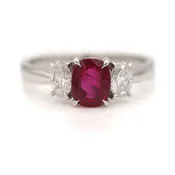 1.39 Carat No Heat 1970s Burma Ruby & Diamond Engagement Ring | AGL Certified