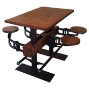 The Original Swing-Out Seat Table - Bar Height in Red Oak - Vintage Industrial by Get Back, Inc