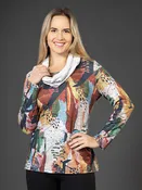 Knit Top with Scarf by Variations V2836