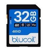 Blucoil 32GB Class 10 SDHC Flash Memory Card SD Card with Write Protection Feature for 4K UHD and Full HD Video Recording on Digital Cameras, DSLR, Camcorders, Recorders, and Computers