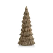 ABACA ROPE ALL - NATURAL TREE W/ CHAMPAGNE GLITTER TRIM 12.00"