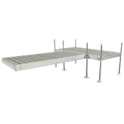 12' T-Shaped Boat Dock System with Aluminum Frame and Gray Composite Decking